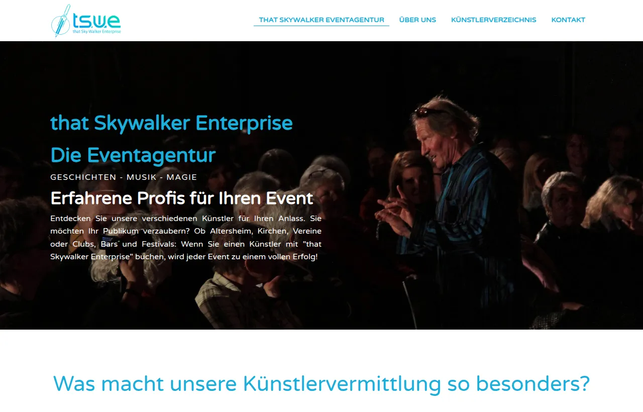 Screenshot der Eventagentur-Website